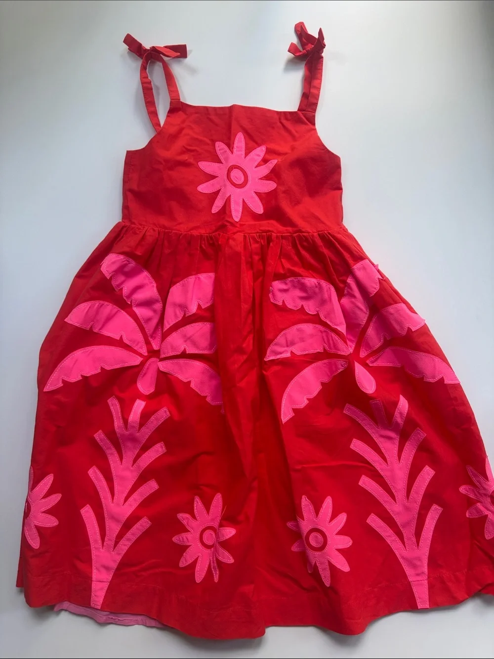 Mini Boden Red Sundress with Pink Tropical Appliqués (size 4/5)